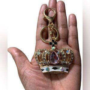 Gold and Purple Crown Fashion Inspired Key Holder Bag Charm Accessory